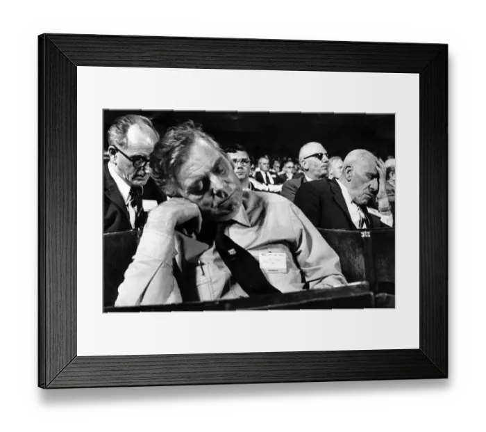 Framed Print : A sleepy delegate at the TUC conference in Blackpool. 8th September 1977