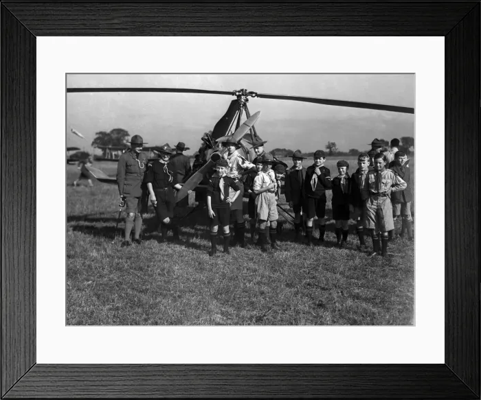 Framed Print : Garden party at Woodley Aerodrome, Reading, Berkshire. Sir Campbell Rhodes CBE with his Framed Print : Garden party at Woodley Aerodrome, Reading, Berkshire. Sir Campbell Rhodes CBE with his
