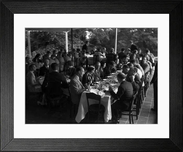 Framed Print : Visit of continental pilot owners to Hanworth. The guests having lunch at Hanworth Club Framed Print : Visit of continental pilot owners to Hanworth. The guests having lunch at Hanworth Club