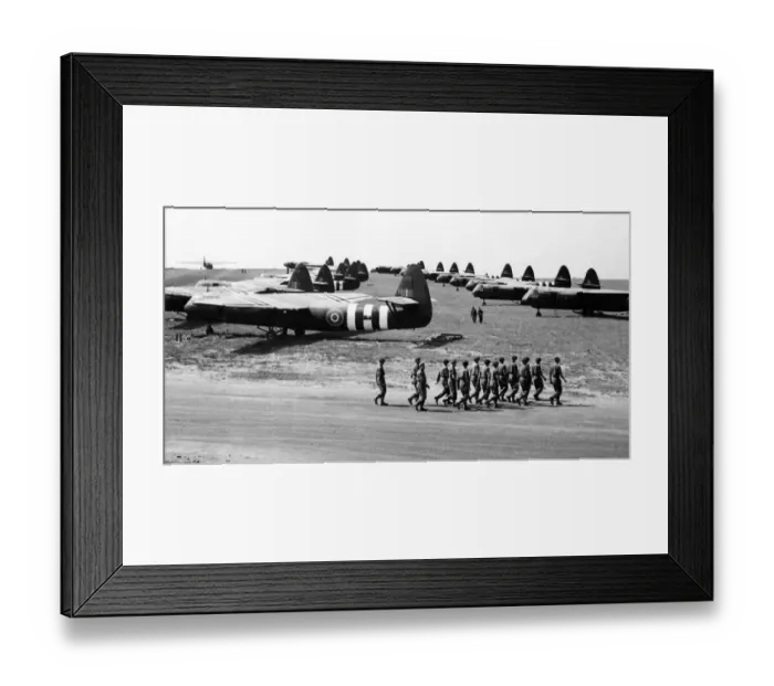 Framed Print : Airspeed Horsa Gliders lined up alongside the runway at RAF Brize Norton seen here during Framed Print : Airspeed Horsa Gliders lined up alongside the runway at RAF Brize Norton seen here during