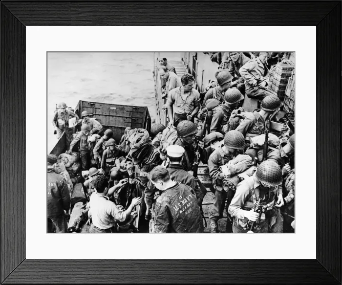 Framed Print : Invasion Embarkment. Climbing out of an LCVP (Landing Craft, Vehicle Personnel) U Framed Print : Invasion Embarkment. Climbing out of an LCVP (Landing Craft, Vehicle Personnel) U
