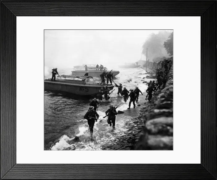 Framed Print : Scottish command exercise watched by the King. Picture shows