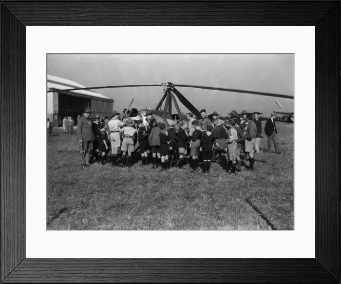 Framed Print : Garden party at Woodley Aerodrome, Reading, Berkshire. Sir Campbell Rhodes CBE with his Framed Print : Garden party at Woodley Aerodrome, Reading, Berkshire. Sir Campbell Rhodes CBE with his