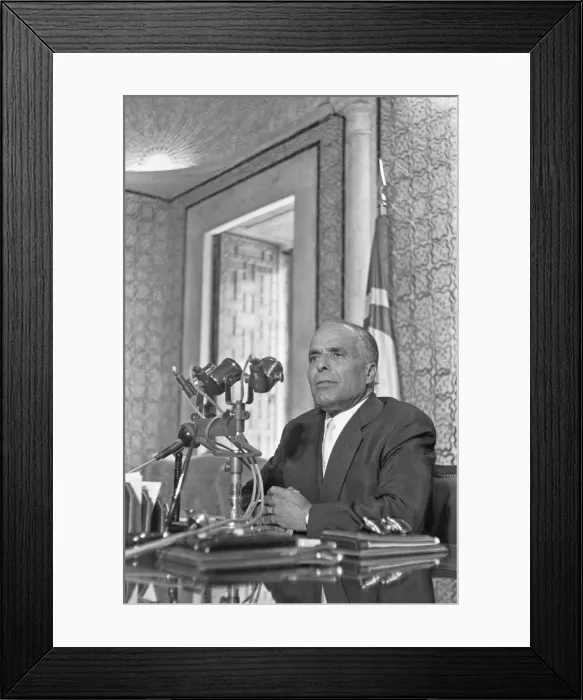 Framed Print : The Bizerte Crisis 1961 Tunisian President Habib Bourguiba seen here addressing