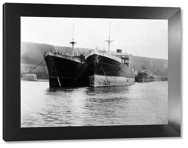 Laid up ships in the River Fal, Cornwall. Circa 1929. Tyrell Collection