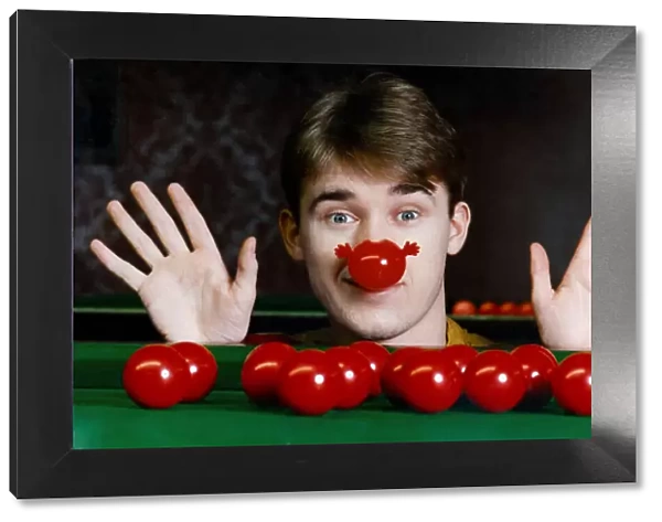 Stephen Hendry with red nose for Comic Relief. 19th November 1991