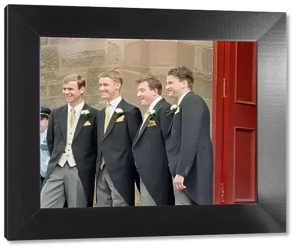 Stephen Hendry with his bestmen on his wedding day. Circa 1995