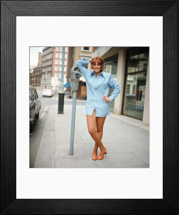 Framed Print : Unisex shirt feature. Mrs Regina Levy wearing a Dallas Dacron shirt by Shirt of England