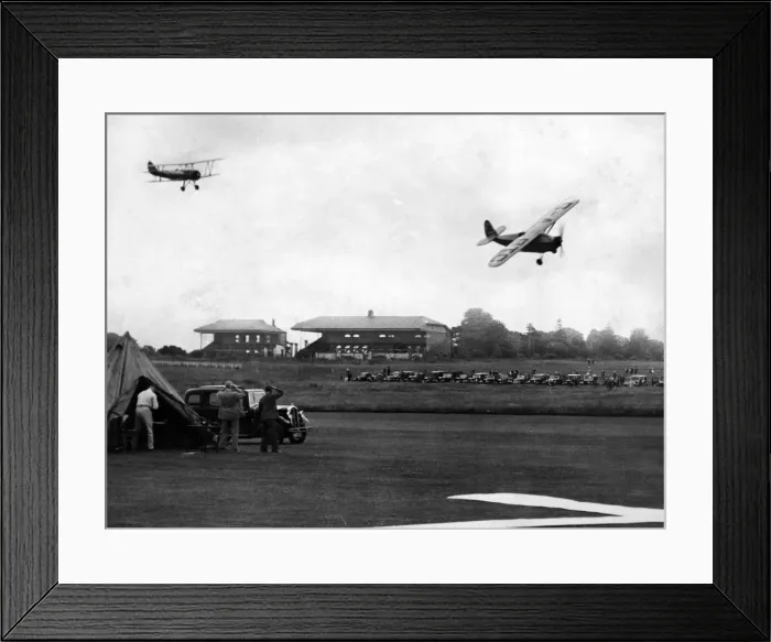 Framed Print : G. E. Lowdell flying in a Comper Swift (G-ABTC) leads Sq Ldr J. W