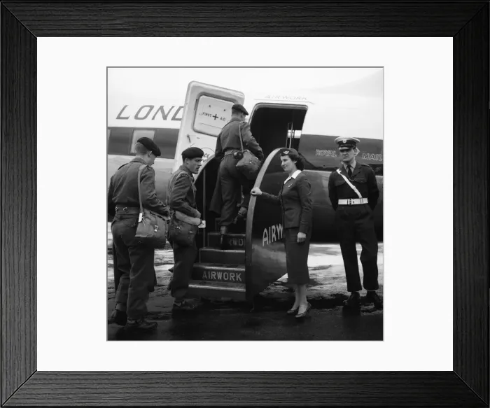 Framed Print : Suez Crisis 1956 Men of the R. E. M. E board a Viking plane at Blackbushe Airport Framed Print : Suez Crisis 1956 Men of the R. E. M. E board a Viking plane at Blackbushe Airport