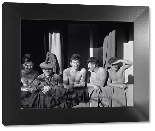 Suez Crisis 1956 Scottish soldiers drying their kilts in the sun