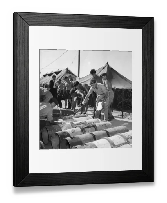 Framed Print : Suez Crisis 1956 British Paratroopers in Cyprus loading canisters with equipment to Framed Print : Suez Crisis 1956 British Paratroopers in Cyprus loading canisters with equipment to