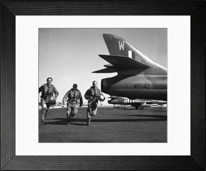 Framed Print : Suez Crisis 1956 On a British airbase in Cyprus the pilots of Hunter jets scramble Framed Print : Suez Crisis 1956 On a British airbase in Cyprus the pilots of Hunter jets scramble
