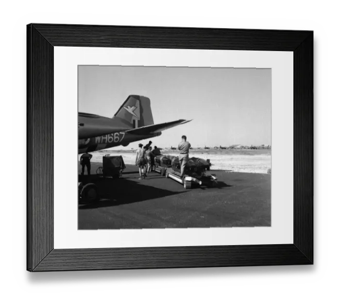 Framed Print : Suez Crisis 1956 RAF ground crew loading bombs onto Canberras on an airfield in Framed Print : Suez Crisis 1956 RAF ground crew loading bombs onto Canberras on an airfield in