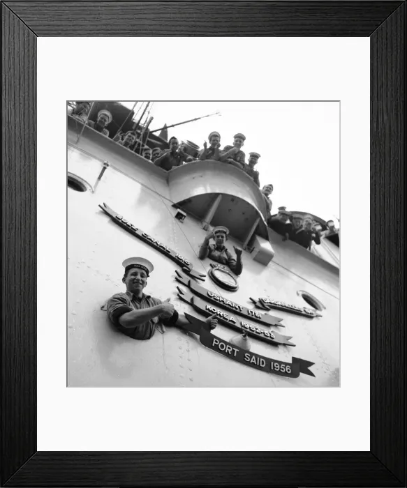 Framed Print : Suez Crisis 1956 The Aircraft Carrier HMS Ocean adds Port Said to the roll of Framed Print : Suez Crisis 1956 The Aircraft Carrier HMS Ocean adds Port Said to the roll of