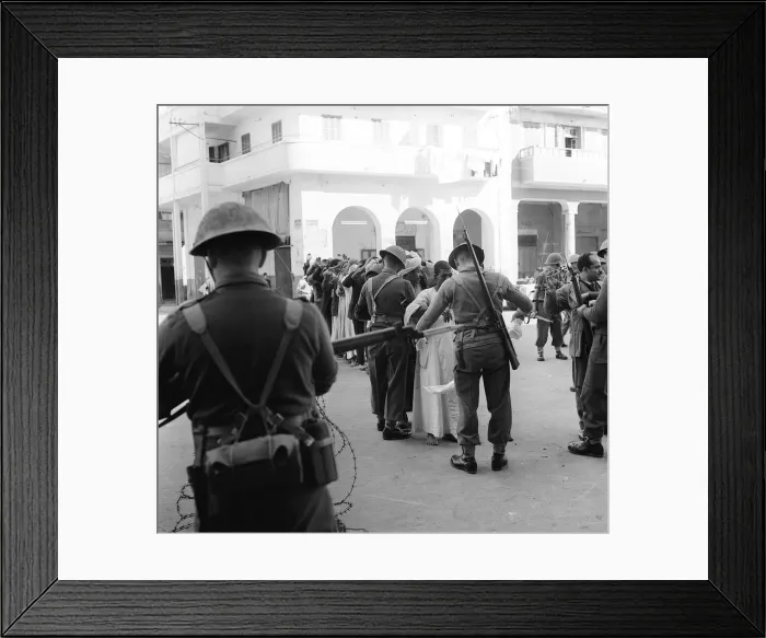 Framed Print : Suez Crisis 1956 Troops assisted by CID officers from Cyprus search Arab Town Framed Print : Suez Crisis 1956 Troops assisted by CID officers from Cyprus search Arab Town