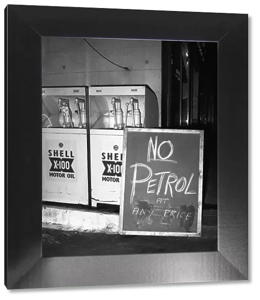 Suez Crisis 1956 A billboard outside a petrol station vividly demonstrates