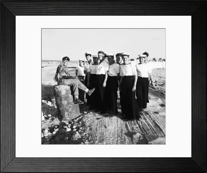 Framed Print : Suez Crisis 1956 Sailors on shore leave are given directions on the coast road near Framed Print : Suez Crisis 1956 Sailors on shore leave are given directions on the coast road near