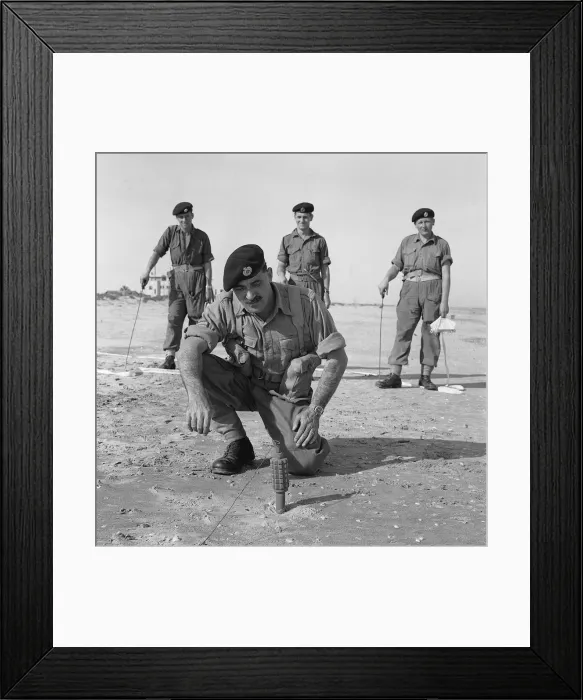 Framed Print : Suez Crisis 1956 Seargent Bill Kidd of the Royal Engineers prepares a mine for