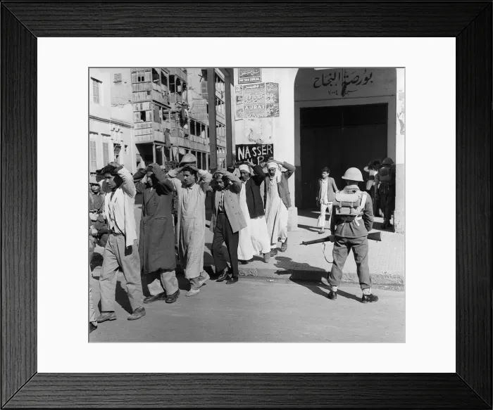 Framed Print : Suez Crisis 1956 Troops assisted by CID officers from Cyprus search Arab Town Framed Print : Suez Crisis 1956 Troops assisted by CID officers from Cyprus search Arab Town