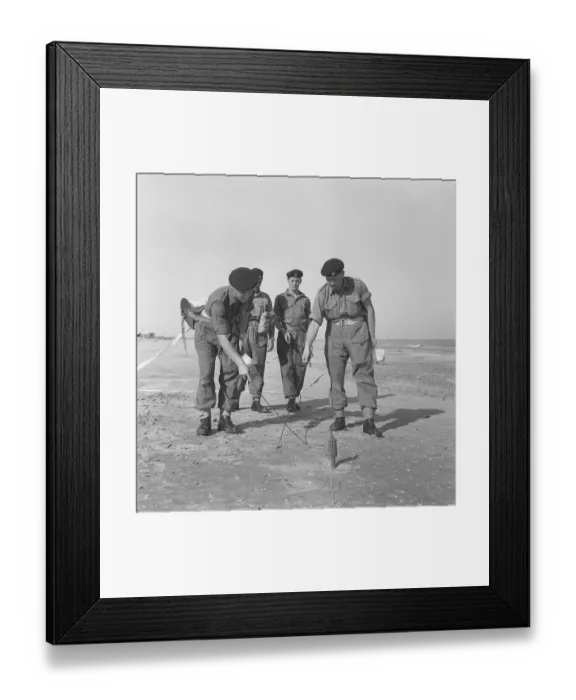 Framed Print : Suez Crisis 1956 Royal Engineers clearing mines from a beach near Port Said Framed Print : Suez Crisis 1956 Royal Engineers clearing mines from a beach near Port Said