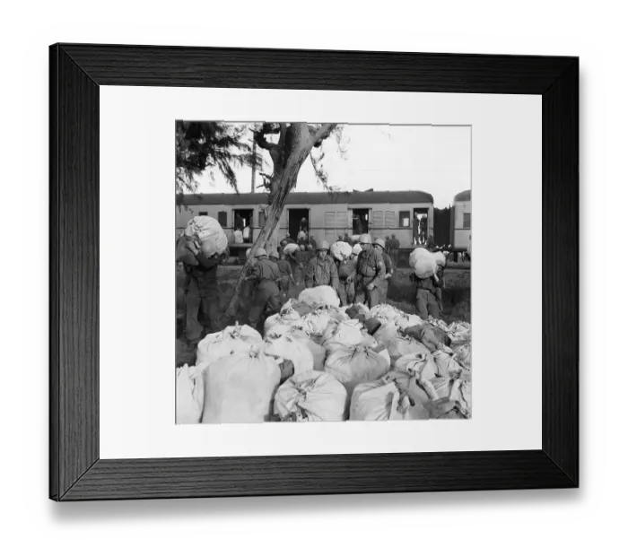 Framed Print : Suez Crisis 1956 Danish troops of the United Nations arrive by train to take over Framed Print : Suez Crisis 1956 Danish troops of the United Nations arrive by train to take over