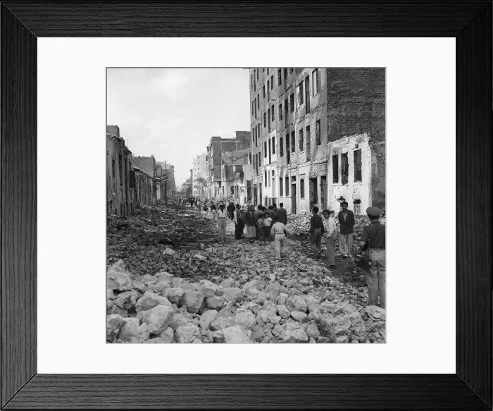 Framed Print : Suez Crisis 1956 Streets filled with rubble in the Rue Ababi area of Port Said Framed Print : Suez Crisis 1956 Streets filled with rubble in the Rue Ababi area of Port Said