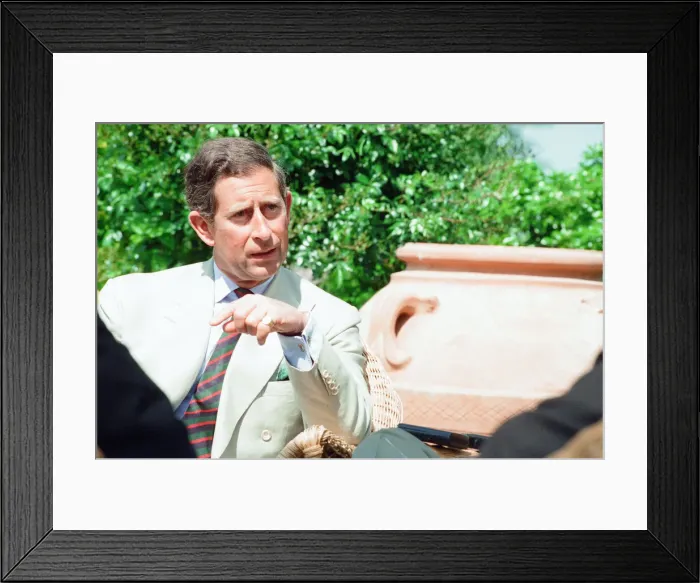 Framed Print : Prince Charles, is interviewed by members of the welsh press Framed Print : Prince Charles, is interviewed by members of the welsh press