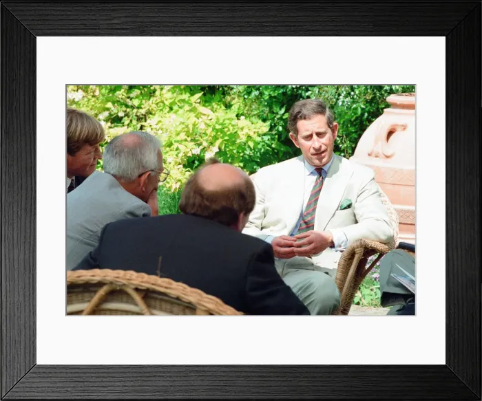 Framed Print : Prince Charles, is interviewed by members of the welsh press Framed Print : Prince Charles, is interviewed by members of the welsh press