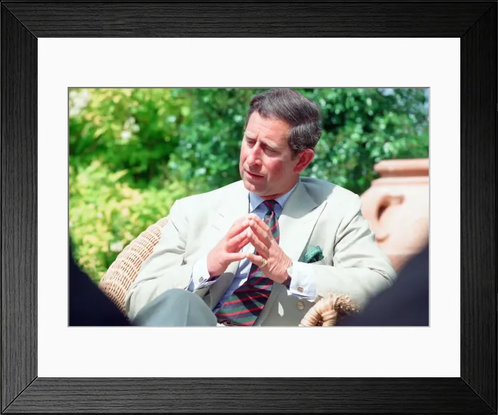 Framed Print : Prince Charles, is interviewed by members of the welsh press Framed Print : Prince Charles, is interviewed by members of the welsh press