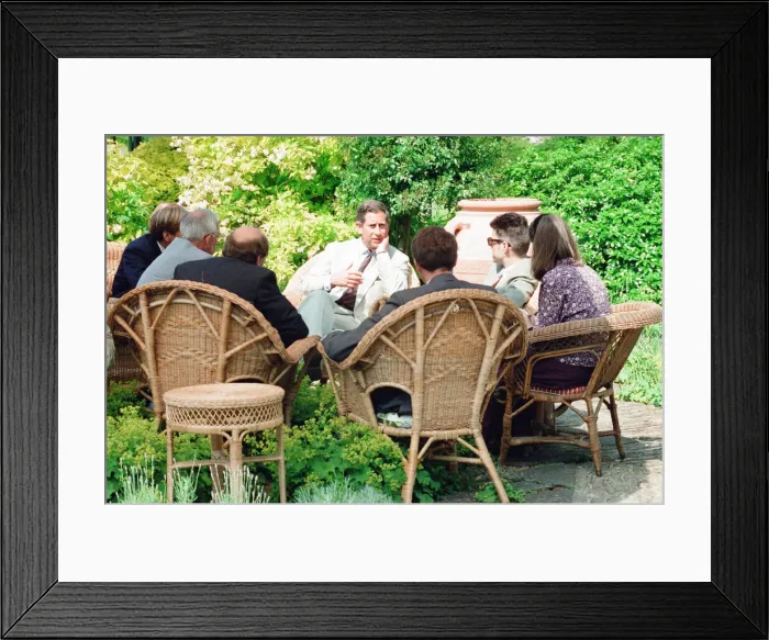Framed Print : Prince Charles, is interviewed by members of the welsh press