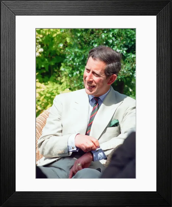Framed Print : Prince Charles, is interviewed by members of the welsh press Framed Print : Prince Charles, is interviewed by members of the welsh press