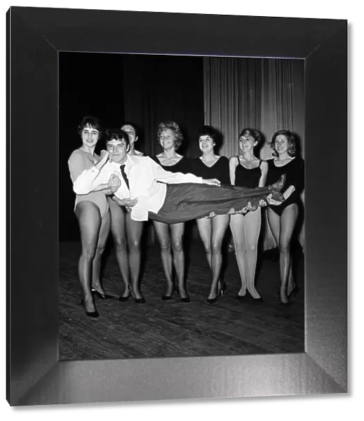 Marty Wilde rehearsing with with the Fox-Miller dancing girls during rehearsals at