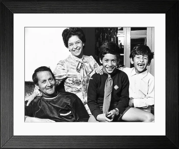 Framed Print : Basil D Oliviera with his wife Naomi and Boys Damian aged Nine Framed Print : Basil D Oliviera with his wife Naomi and Boys Damian aged Nine