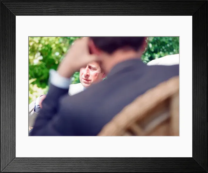 Framed Print : Prince Charles, is interviewed by members of the welsh press Framed Print : Prince Charles, is interviewed by members of the welsh press
