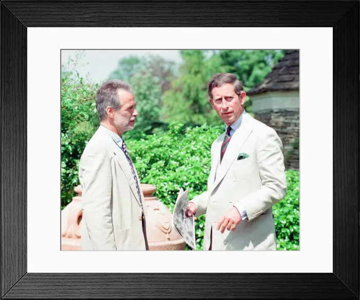 Framed Print : Prince Charles, is interviewed by members of the welsh press Framed Print : Prince Charles, is interviewed by members of the welsh press