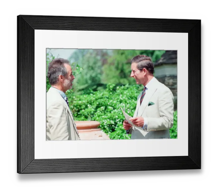 Framed Print : Prince Charles, is interviewed by members of the welsh press Framed Print : Prince Charles, is interviewed by members of the welsh press