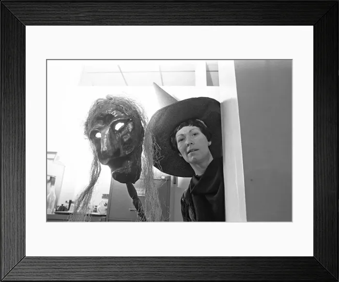 Framed Print : Teesside Gazette member of staff poses in a witches costume for a Halloween feature
