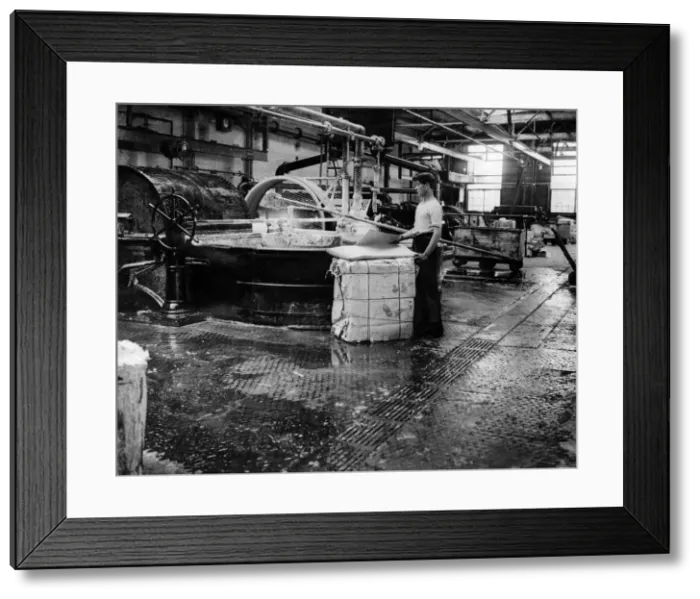 Framed Print : Preparing material ready for the paper making machine. Empire Paper Mills Framed Print : Preparing material ready for the paper making machine. Empire Paper Mills