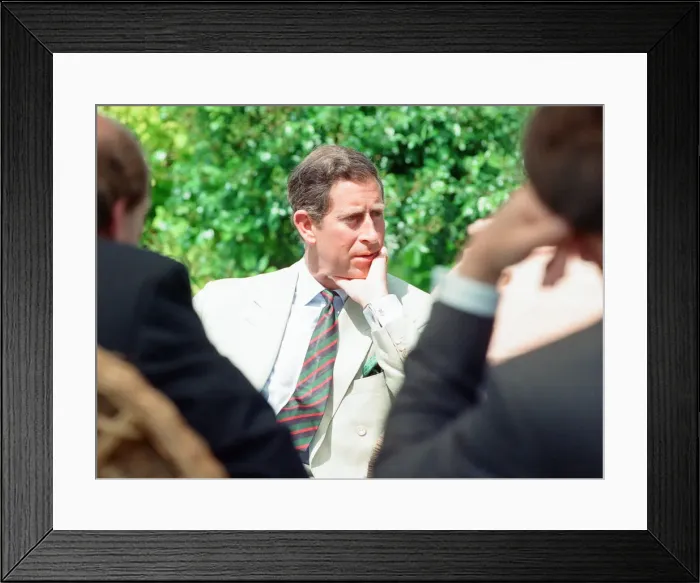 Framed Print : Prince Charles, is interviewed by members of the welsh press Framed Print : Prince Charles, is interviewed by members of the welsh press