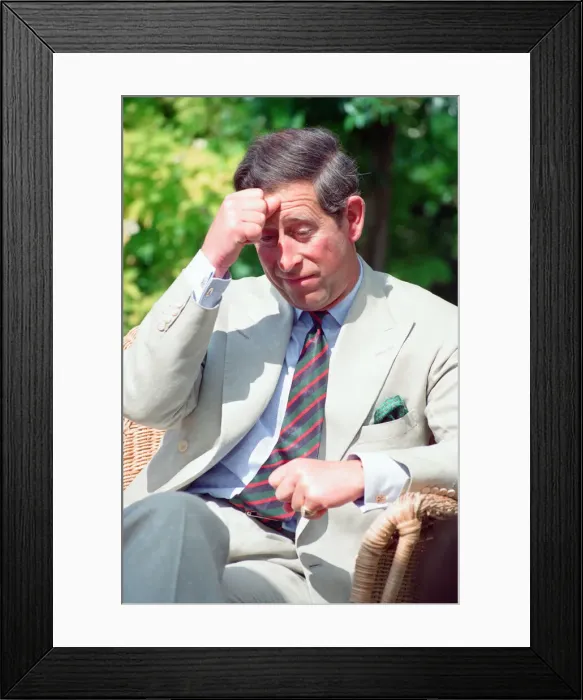 Framed Print : Prince Charles, is interviewed by members of the welsh press Framed Print : Prince Charles, is interviewed by members of the welsh press