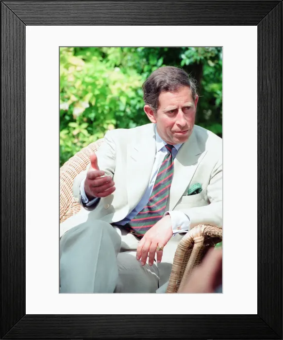Framed Print : Prince Charles, is interviewed by members of the welsh press Framed Print : Prince Charles, is interviewed by members of the welsh press