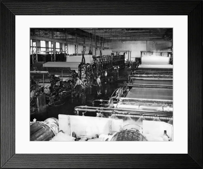 Framed Print : Paper industry. View of machine house from wet end. 25th July 1922
