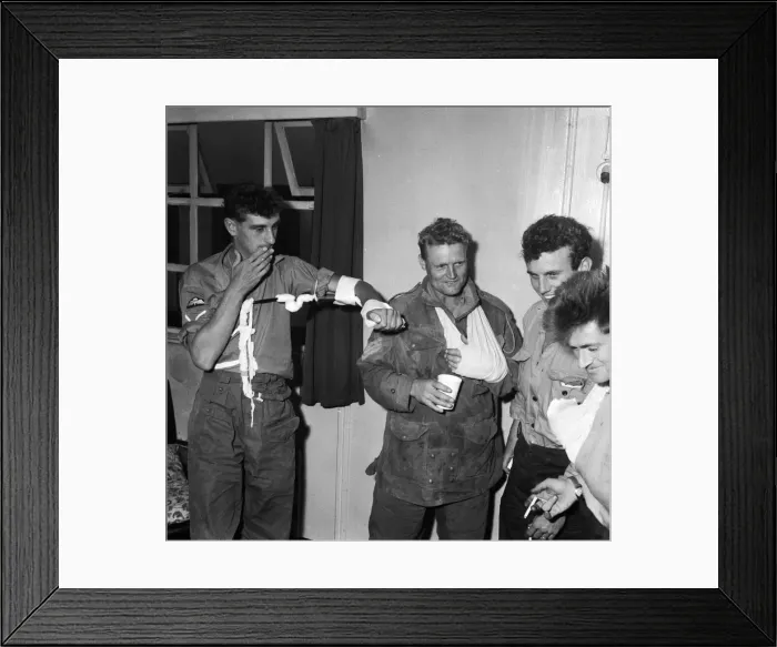 Framed Print : Suez Crisis 1956 Wounded British soldiers at Lyneham airfield relax after their Framed Print : Suez Crisis 1956 Wounded British soldiers at Lyneham airfield relax after their
