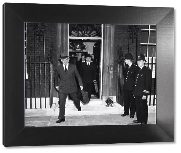 Suez Crisis 1956 Downing Street scenes. Unidentified individuals leaving Downing