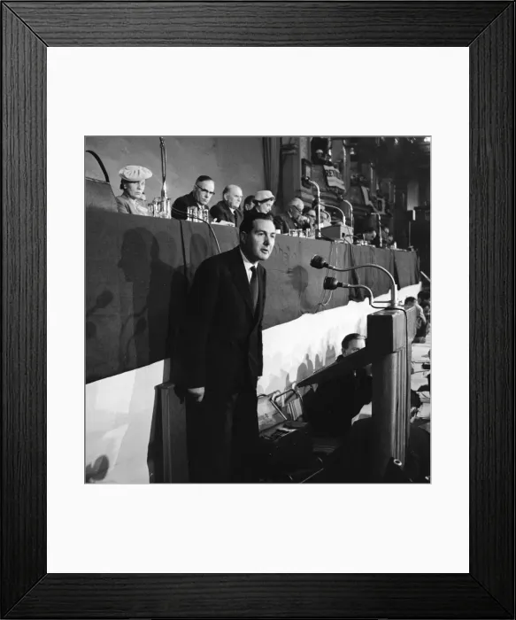 Framed Print : Suez Crisis 1956 James Callaghan speaking about the Middle East situation Framed Print : Suez Crisis 1956 James Callaghan speaking about the Middle East situation