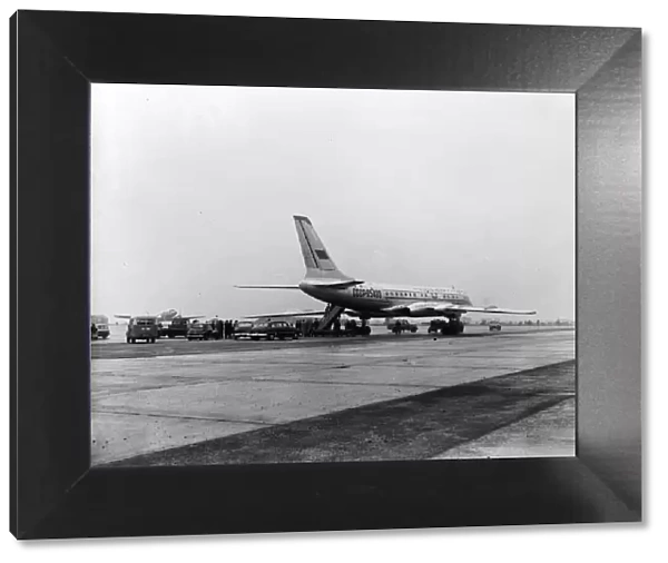 Suez Crisis 1956 Russian aircraft at London Airport waiting to take Colonel General
