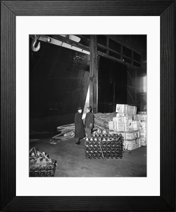 Framed Print : Suez Crisis 1956 British arms waiting to be shipped to Egypt for the Egyptian Army Framed Print : Suez Crisis 1956 British arms waiting to be shipped to Egypt for the Egyptian Army