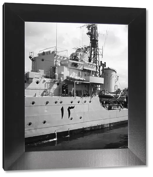 Suez Crisis 1956 HMS Zenith at Southampton is given final checks before being