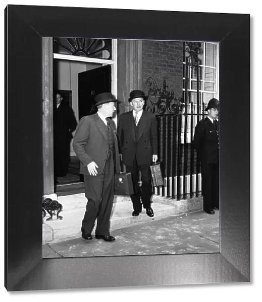 Suez Crisis 1956 Selwyn Lloyd leaving 10 Downing Street after a pre Parliament